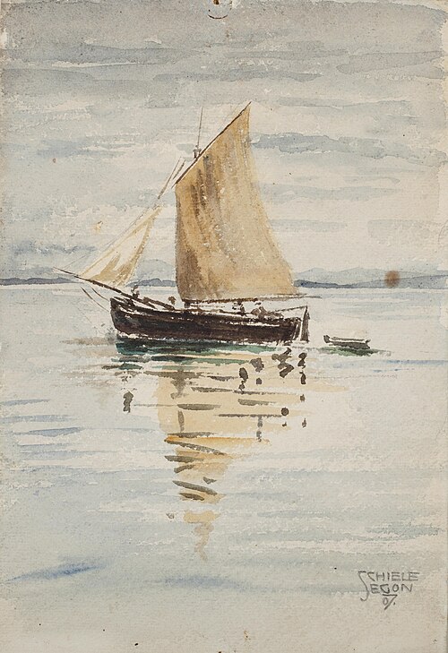 Sailing boat with reflections, 1907, Egon Schiele