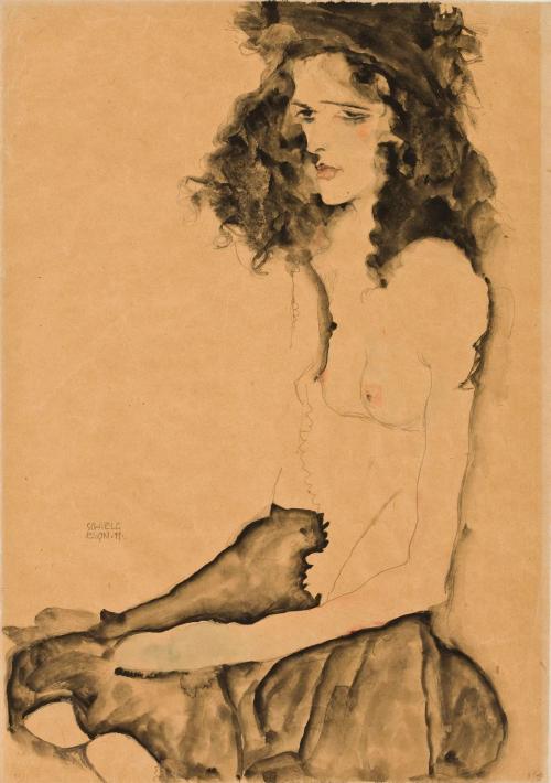 Girl with Black Hair, 1911, Egon Schiele