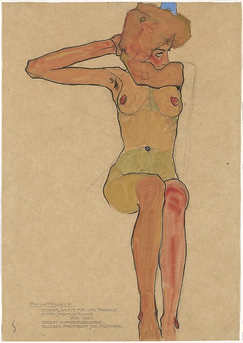 Mädchenakt (Gertrude), 1910, Egon Schiele