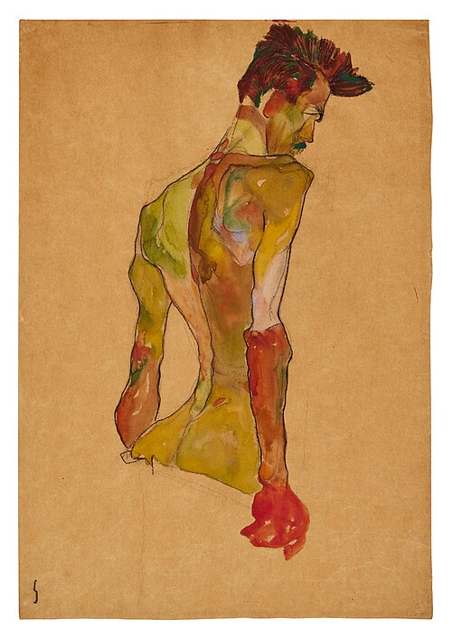 Male Nude in Profile Facing Right, 1910, Egon Schiele