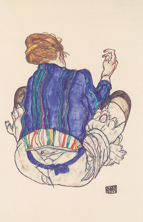 Seated Woman, Back View, 1917, Egon Schiele