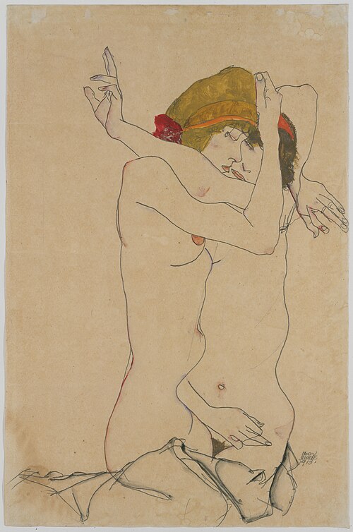 Two Women Embracing, 1913, Egon Schiele
