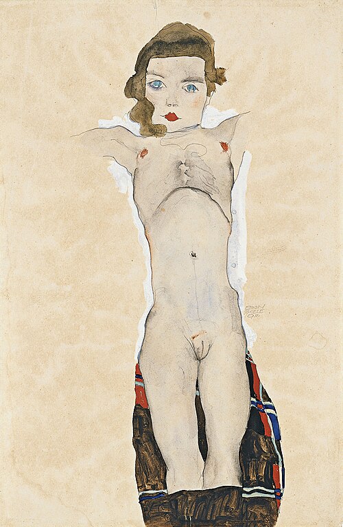 Nude Girl with Arms Outstretched, 1910, Egon Schiele