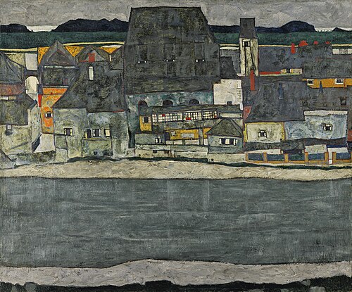 Houses on the River (The Old Town), 1914, Egon Schiele
