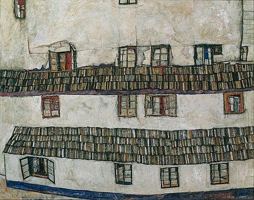 House wall (window wall), 1914, Egon Schiele