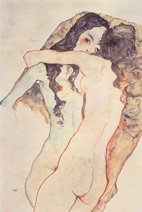 Two women embracing, 1911, Egon Schiele