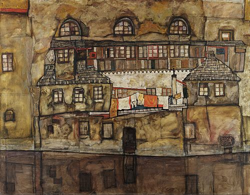 House Wall on the River, 1915, Egon Schiele