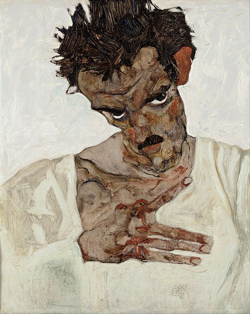 Self-Portrait with Lowered Head, 1912, Egon Schiele