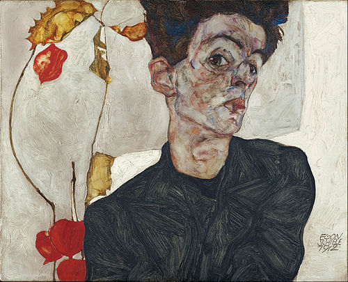 Self-Portrait with Physalis, 1912, Egon Schiele