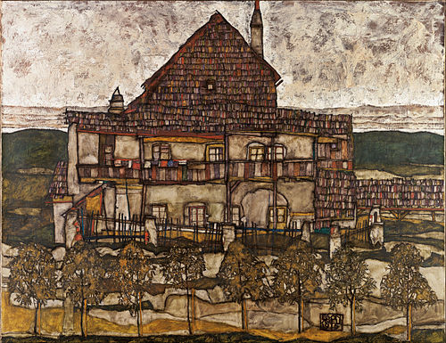 House with shingle roof, 1915, Egon Schiele