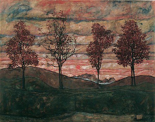 Four trees, 1917, Egon Schiele