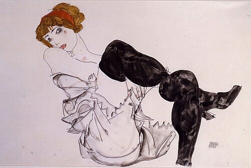 Wally Neuzil in Black Stockings, 1912, Egon Schiele