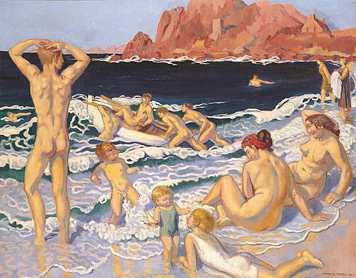 Plage au canot et à l'homme nu, 1924, Maurice Denis
