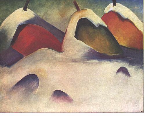 Hay stacks in the snow, 1911, Franz Marc