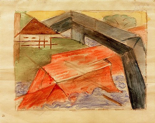 Haus und Brücke, 1913, Franz Marc