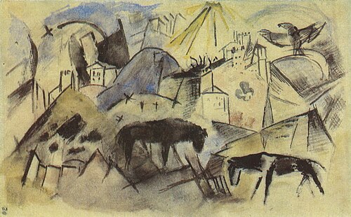 The Unfortunate Land of Tyrol (Sketch), 1913, Franz Marc