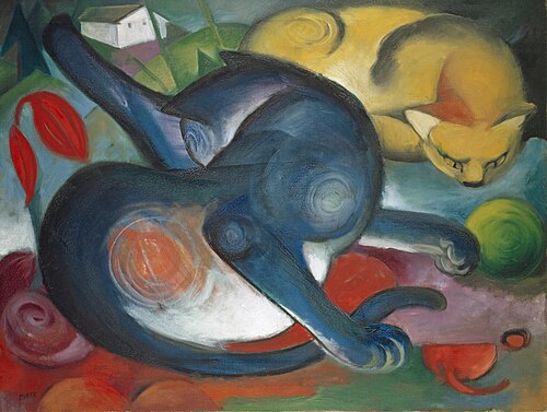 Deux chats, bleu et jaune, 1912, Franz Marc