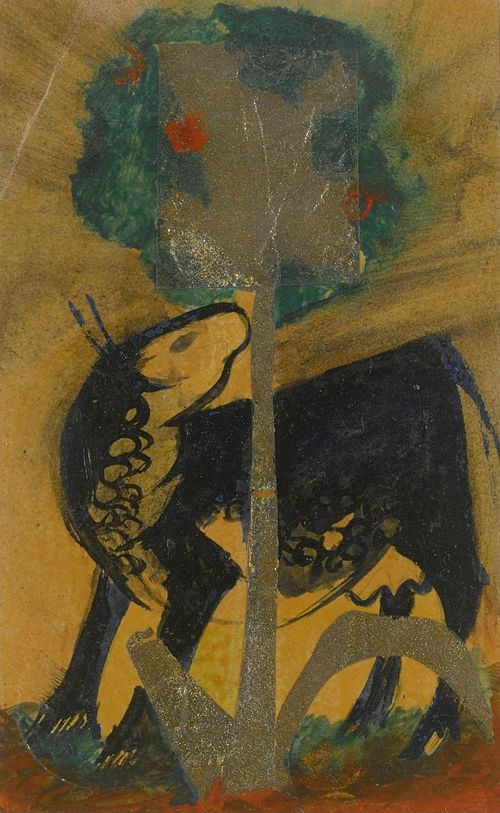 Black Cow behind Tree, 1913, Franz Marc