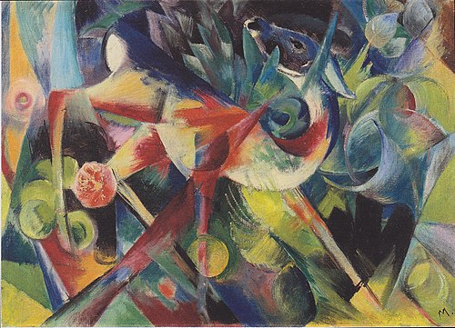 Deer in flower garden, 1913, Franz Marc