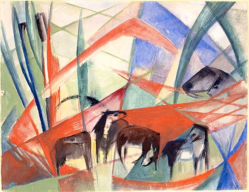 Landscape with black horses, 1913, Franz Marc