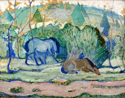 Chevaux au pâturage, 1910, Franz Marc