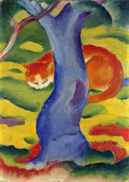 Cat behind a tree, 1911, Franz Marc