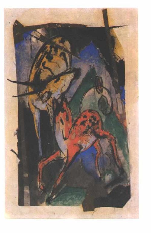 Red deer and yellow antelope, 1913, Franz Marc