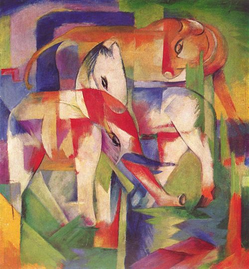 Elephant, Horse, Cattle, Winter, 1913, Franz Marc