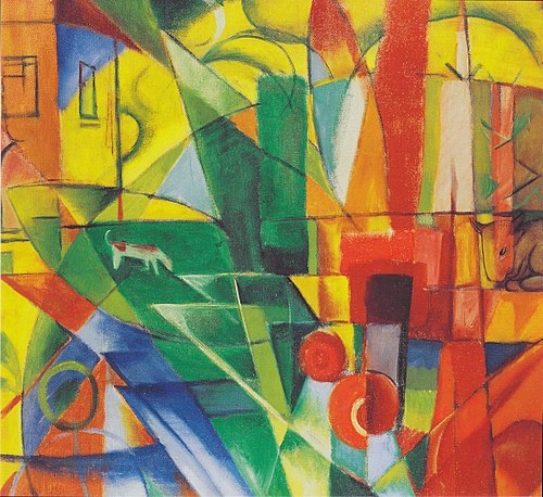 Landscape with house, dog and cattle, 1914, Franz Marc