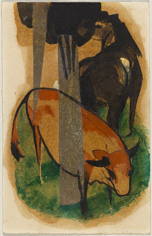 Rotes Pferd und gelbes Rind, 1913, Franz Marc