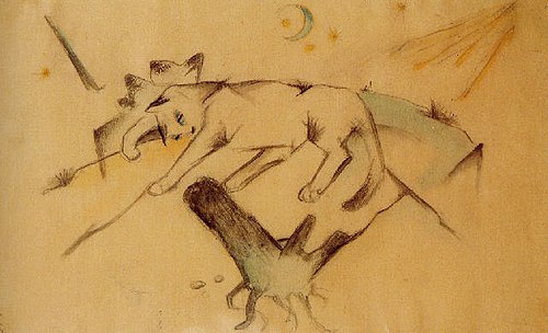 Liegendes Kätzchen, 1913, Franz Marc