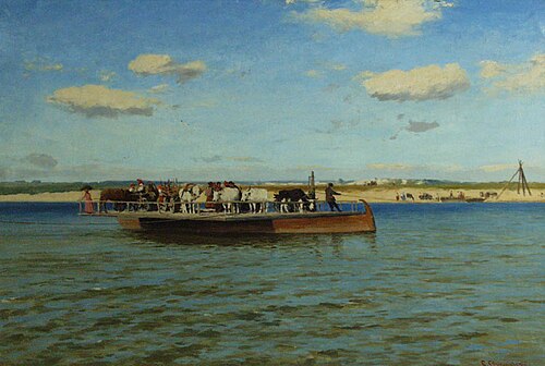 A ferry over the Dnieper River, 1900, Sergey Ivanovich Svetoslavsky
