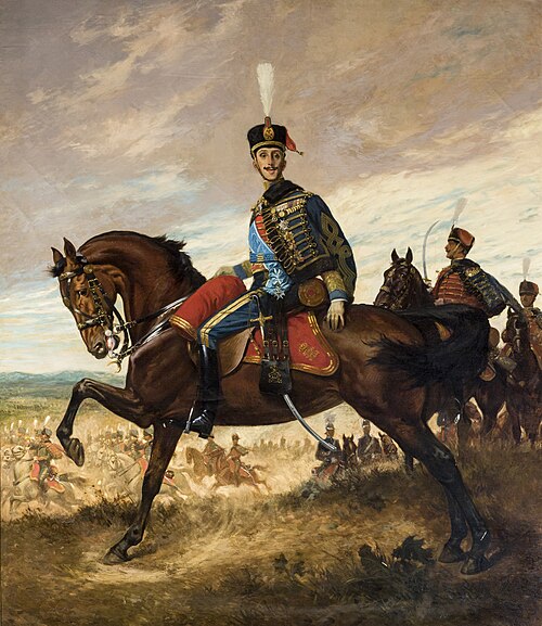 Retrato de Alfonso XIII con uniforme de húsar, 1923, Guy Georges Scott