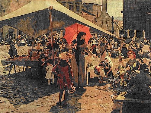 Market in Banska Bystrica, 1889, Dominik Skutecký