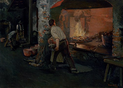 Pred skončením práce, 1913, Dominik Skutecký