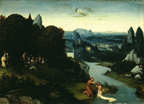 Taufe Christi und Johannespredigt, , Joachim Patinier