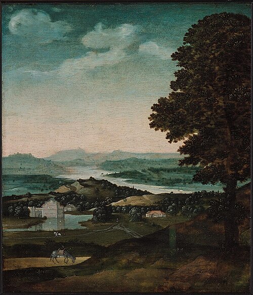 Landscape with grazing donkey, 1512, Joachim Patinier