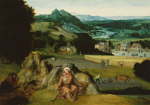 Rest on the Flight into Egypt  and the Miraculous Field of Wheat, 1521, Joachim Patinier