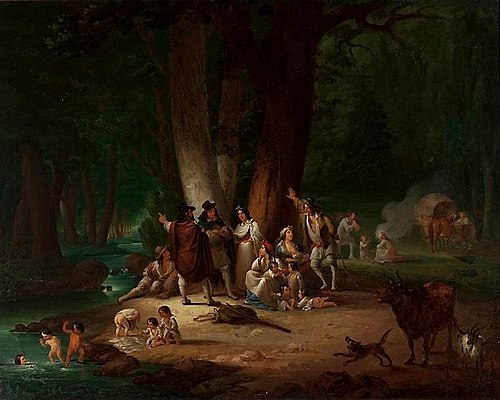 Gypsy encampment upon a creek., 1850, Wincenty Smokowski