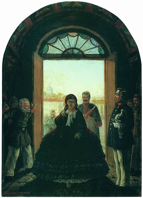 The Governess Entering the Church, 1884, Leonid Solomatkine
