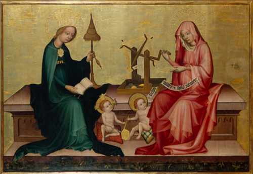 Nuremberg Altar of Mary: Mary and Elizabeth, 1400, Meister des Nürnberger Marienaltars