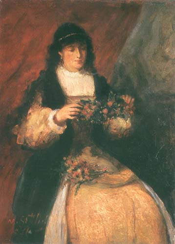 Girl with Flowers, 1876, Maurycy Gottlieb