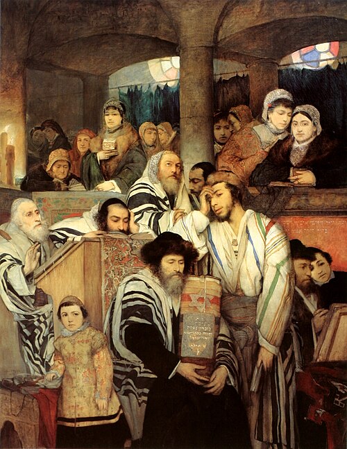 Juifs priant dans une synagogue pour Yom Kippour, 1878, Maurycy Gottlieb
