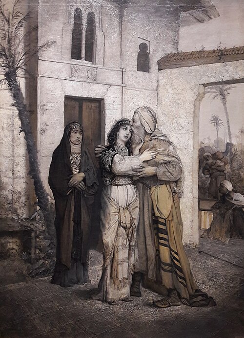 L'accueil de Nathan par Recha (détail)., 1867, Maurycy Gottlieb