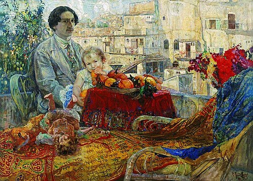 Self-portrait with Daughter, , Isaak Brodsky