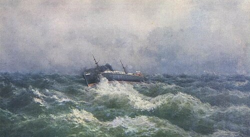 The steamer "Moscow" in a storm, 1884, Rufin Sudkovsky