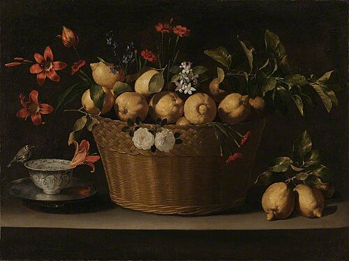 Still Life with Lemons in a Wicker Basket, 1646, Juan de Zurbarán