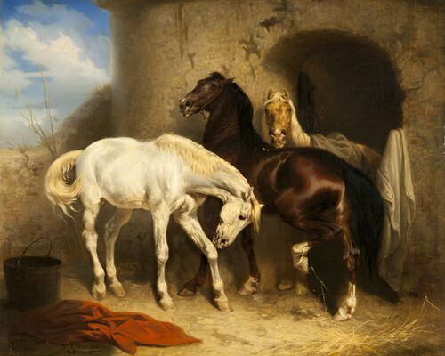 Horses at the Stable, 1855, Carl Wahlbom