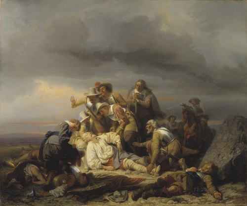 Finding the Body of King Gustav II Adolf of Sweden after the Battle of Lütze, 1855, Carl Wahlbom