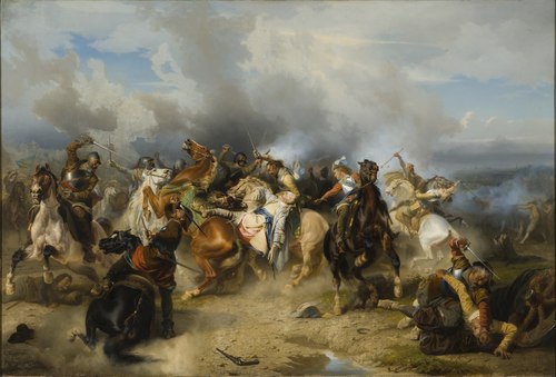 Death of King Gustav II Adolf of Sweden at the Battle of Lützen, 1855, Carl Wahlbom